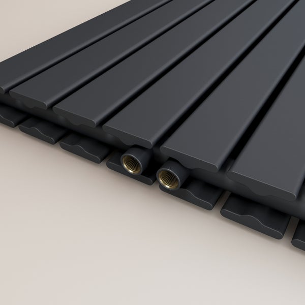 EMKE Designheizkörper 180x62 cm 2166 W Badheizkörper Vertikal Doppellagig Mittelanschluss Anthrazit