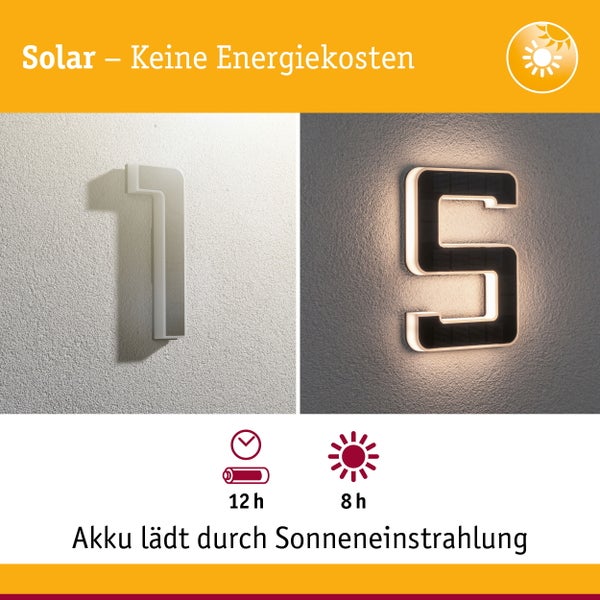 Set Solar LED Hausnummernleuchte inkl. wechselbarer Akku Nummer 15 3000K 2x6lm 2x0,2W Schwarz