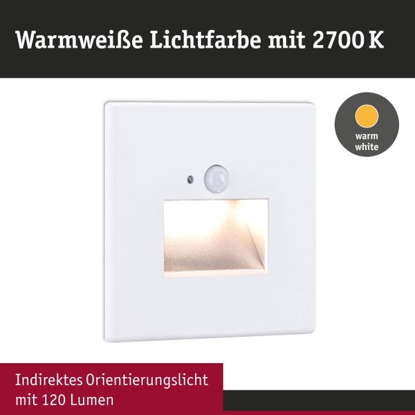 LED Wandeinbauleuchte Edge Quadro eckig 80x42mm 1,2W 25lm 230V 2700K Weiß matt