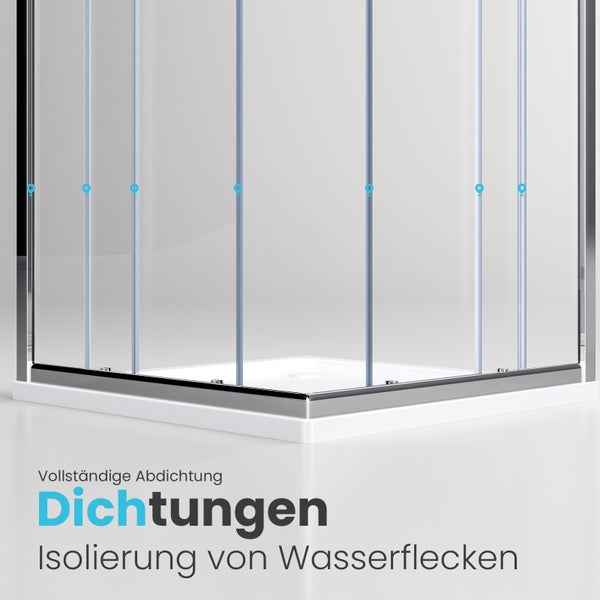 Dusche mit Dichtungen zur Isolierung von Wasserflecken