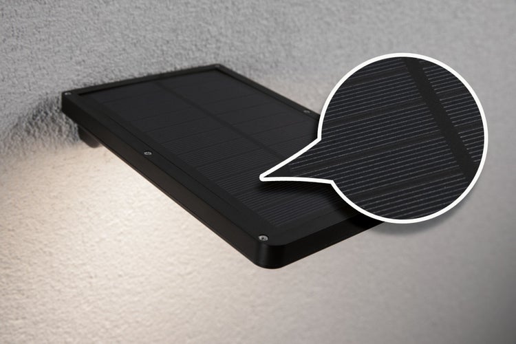 Solar LED Außenwandleuchte Solveig Bewegungsmelder IP44 3000K 338lm Schwarz