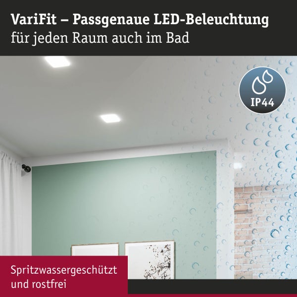 VariFit LED Einbaupanel Veluna Edge IP44 eckig 160x160mm 12W 1100lm 4000K Weiß