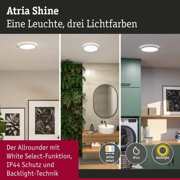 LED Panel Atria Shine IP44 rund 298mm 14,8W 2250lm 3000 - 6500K Weiß