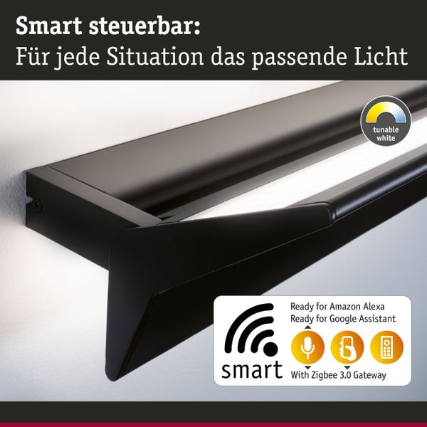 LED Wandleuchte Smart Home Zigbee 3.0 Stine Tunable White 1400lm / 410lm 230V 13W dimmbar Schwarz matt