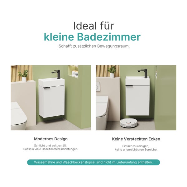 EMKE Waschtisch-Set 41,7 × 24 × 64,6 cm (B×T×H), mit Soft-Close-Funktion, Ablageboden, reversibel, Weiß, für Badezimmer