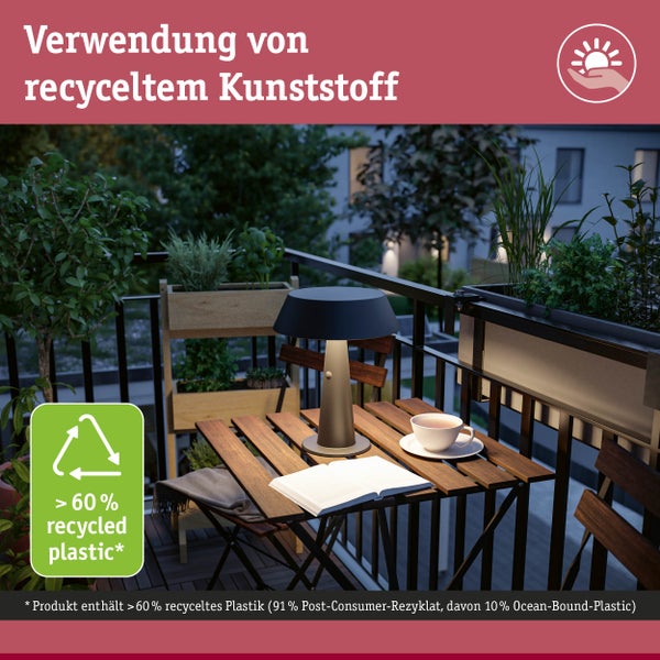 Solar LED Tischleuchte Soala 2700K 165lm 2,1W Anthrazit