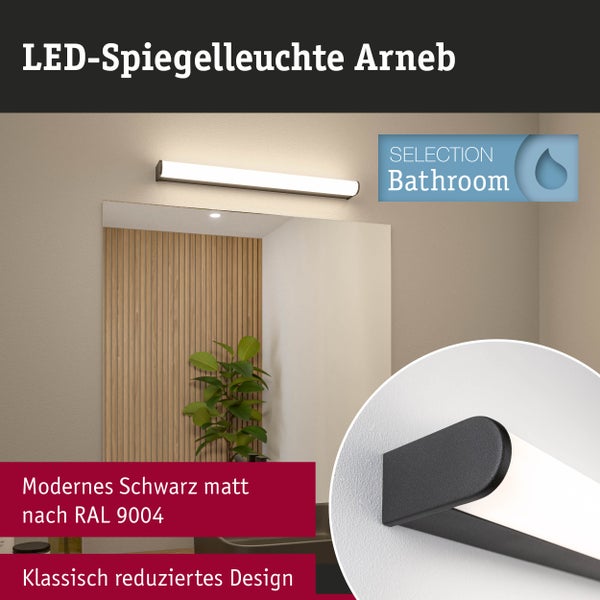 Selection Bathroom LED Wandleuchte Arneb IP44 3000K 1000lm 230V 12,5W Schwarz