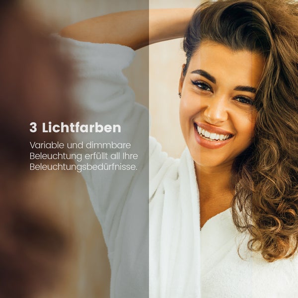 Frau mit drei Lichtfarben und variabler, dimmbarer Beleuchtung