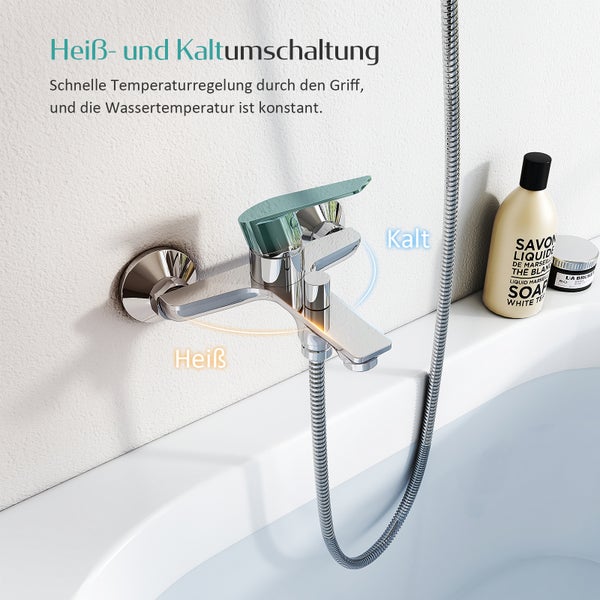 EMKE Aufputz-Badewannenarmatur für zwei Abnahmestellen  Einhebelmischer, Wannenarmatur, Wasserhahn, Chrom