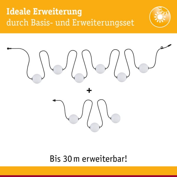 Solar LED Lichterkette Taina Erweiterungsset IP67 3000K 1,71m 3x60lm Schwarz