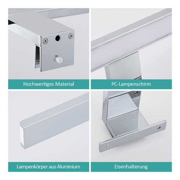 EMKE Spiegelleuchte LED Spiegelleuchte 40cm Spiegellampen für Badezimmer IP44 Schrankleuchte, Chrom, Neutral Licht 4200K