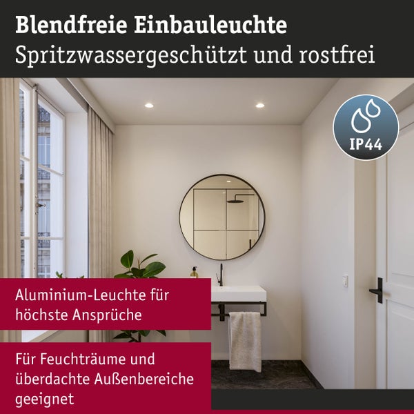 Set LED Einbauleuchte Cole Coin 6er-Set IP44 88mm Coin 6x6W 6x470lm 230V dimmbar 2700K Weiß matt