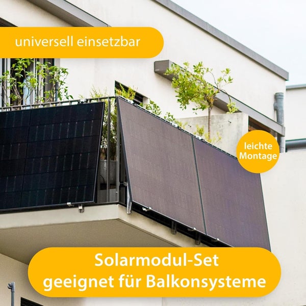VALE Solarmodul-Set Bifazial 900 Wp Full Black - Glas-Glas-Module - Solarpanel für Balkonkraftwerke - Universal einsetzbar - Lineare Leistungsgarantie