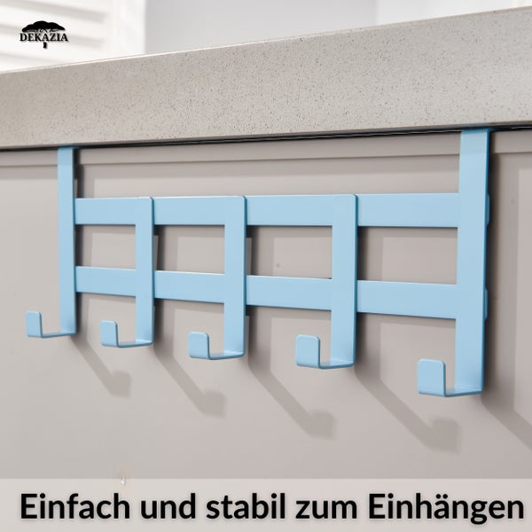 DEKAZIA® Türgarderobe zum Einhängen Blau | Türgarderobe Kinderzimmer bunt Kleiderhaken Tür Haken Tür Hakenleiste Innenseite Tür Garderobe Türhakenleiste Türhänger Garderobenhaken Kinder Türhaken