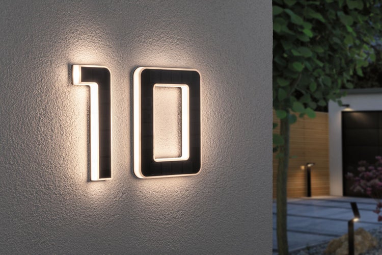 Set Solar LED Hausnummernleuchte inkl. wechselbarer Akku Nummer 10 3000K 2x6lm 2x0,2W Schwarz