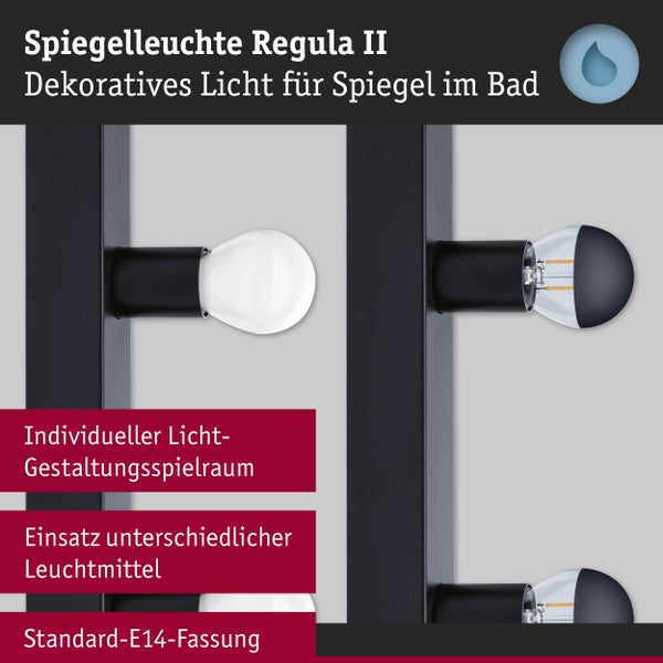 Spiegelleuchte Regula II IP44 E14 230V max. 4x40W dimmbar Schwarz