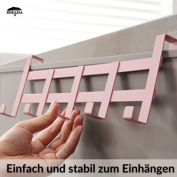 DEKAZIA® Türgarderobe zum Einhängen Rosa | Türgarderobe Kinderzimmer bunt Kleiderhaken Tür Haken Tür Hakenleiste Innenseite Tür Garderobe Türhakenleiste Türhänger Garderobenhaken Kinder Türhaken