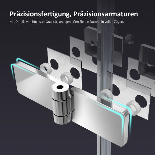 EMKE Duschkabine Eckeinstieg Dusche Duschabtrennung mit 5 mm NANO-Glas, 90x100cm, 185cm Höhe