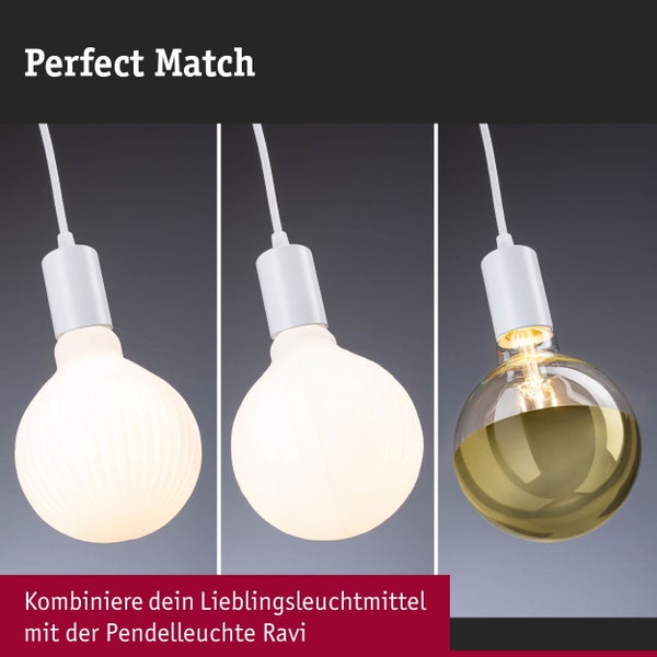 Pendelleuchte Ravi IP44 E27 max. 60W Weiß matt dimmbar