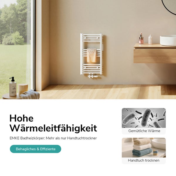 Badezimmer mit Handtuchheizkörper und Waschtisch