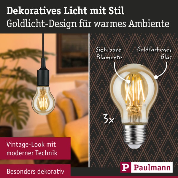Vintage Edition Standard 230V LED Birne E27 3x500lm 3x4,7W 2500K Gold