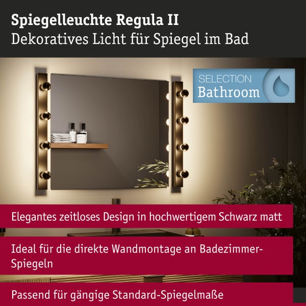 Spiegelleuchte Regula II IP44 E14 230V max. 4x40W dimmbar Schwarz