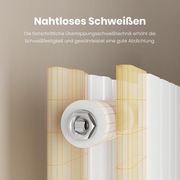 EMKE Flachheizkörper 63x100 cm, Doppellagig, Seitenanschluss, 1343 W, Design Paneelheizkörper, Horizontal montierbar, Badezimmerheizkörper, Weiß