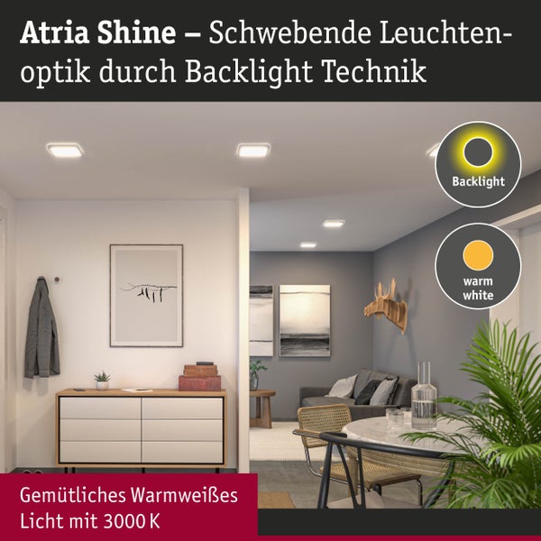 LED Panel Atria Shine Backlight IP44 eckig 190x190mm 11,2W 900lm 3000K Weiß