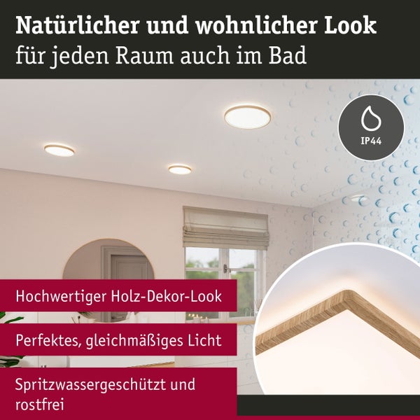 LED Panel Atria Shine Backlight IP44 eckig 580x200mm 22W 2300lm 3000K Holzoptik