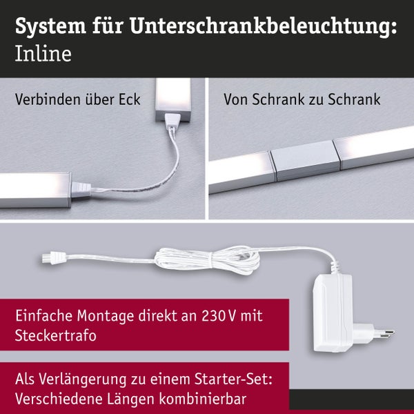 LED Unterschrankleuchte Inline Erweiterungsset 3000K dimmbar 2x4W 350x26mm 2x350lm 24V Weiß matt