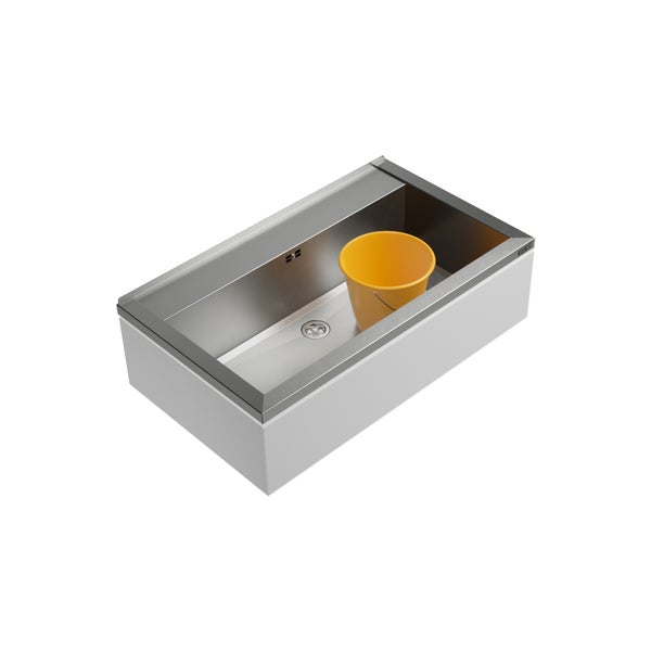 Edelstahlspülbecken mit Eimer