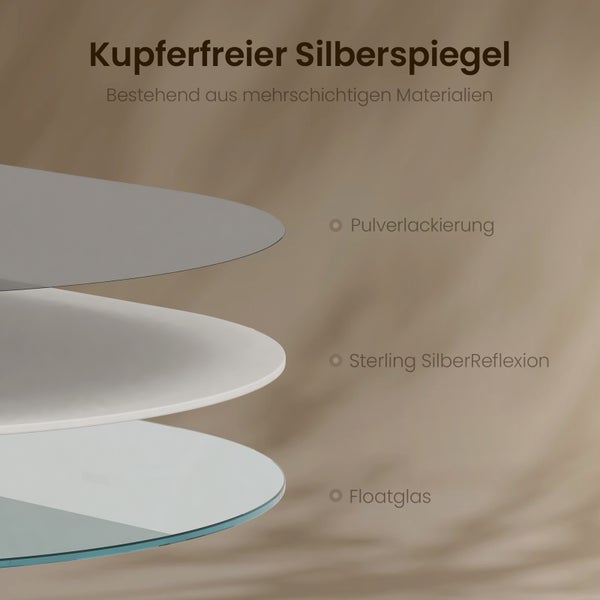 EMKE Badspiegel oval 40x70 cm, rahmenloses Design, flexibel montierbar, sicherer & rostfreier Spiegel, für Badezimmer geeignet