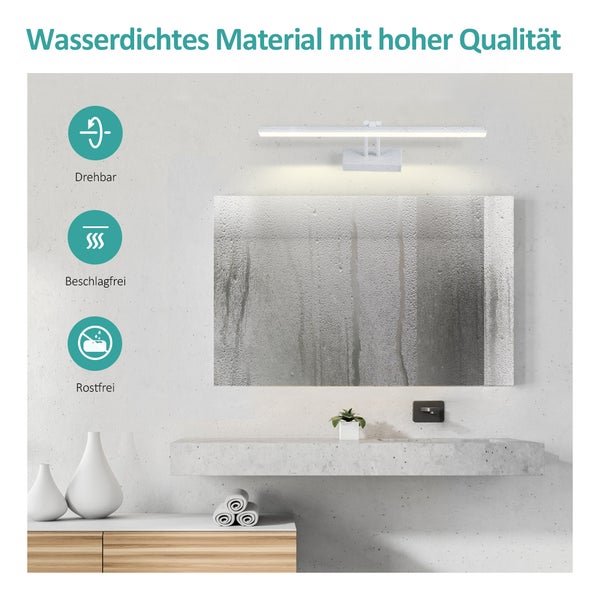 EMKE LED Spiegelleuchte Spiegellampen für das bad spiegelleuchte 40cm, 200° drehbar spiegelleuchte led badSpiegelschrank Beleuchtung 4200K IP44 Schrankleuchte (Weiß)
