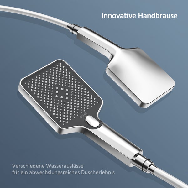 Innovative Handbrause mit verschiedenen Wasserauslässen für ein abwechslungsreiches Duscherlebnis