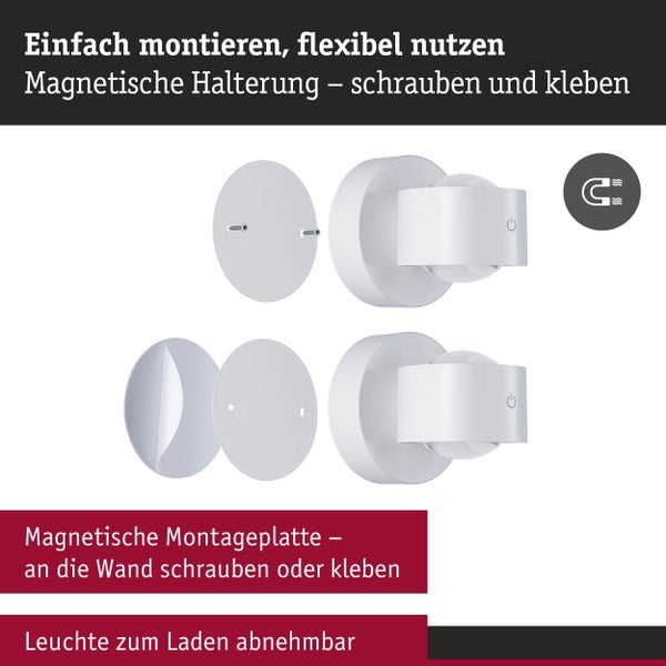 Magnetische Halterung zur flexiblen Nutzung mit Montageplatten zum Schrauben oder Kleben