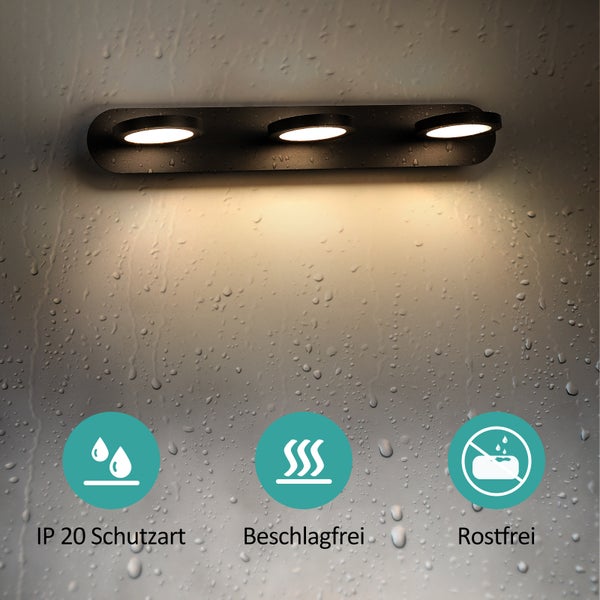 EMKE LED Spiegelbeleuchtung mit 3 LED-Lichtern, 500x75x130 mm, IP20, Mattweiß, 4000K, 15W, Hoher Farbwiedergabeindex >80Ra