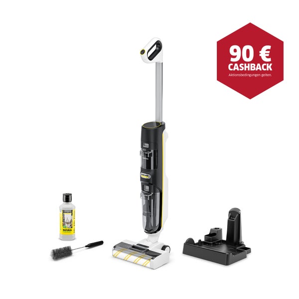 Kärcher Hartbodenreiniger mit Reinigungsbürste, Reinigungsmittel und Aufbewahrungsstation