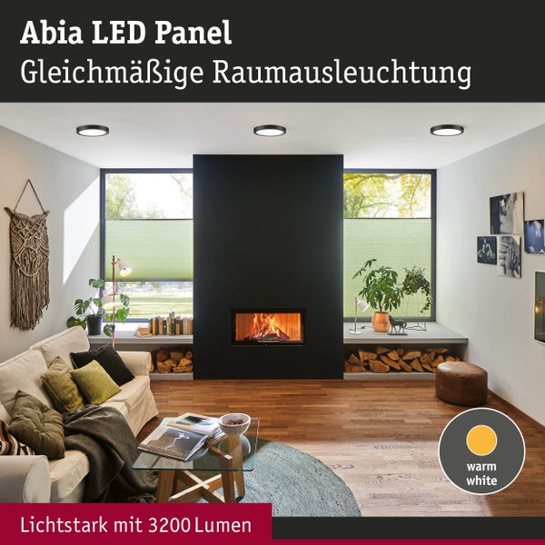 LED Panel Abia rund 300mm 3x22W 3x2200lm 2700K Schwarz matt