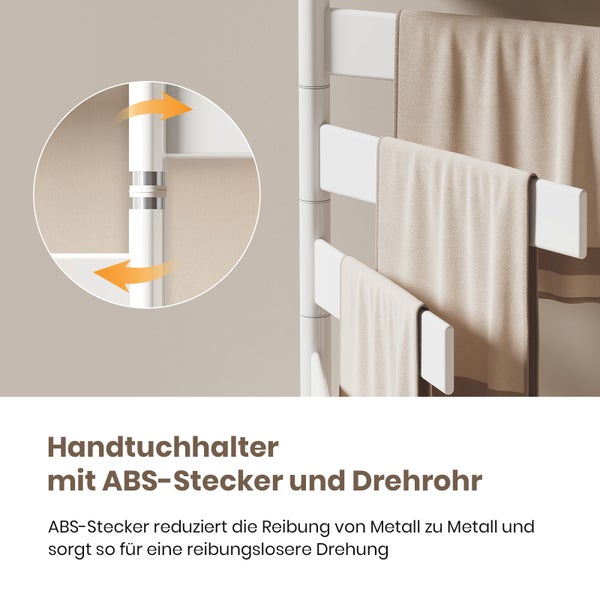 EMKE Elektrischer Badheizkörper 760×450 mm, 120W, Handtuchheizkörper mit LCD, WLAN & Timer, IPX5, Wandmontage, Ablage, Weiß