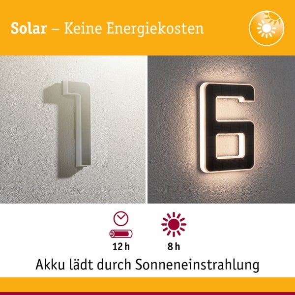 Set Solar LED Hausnummernleuchte inkl. wechselbarer Akku Nummer 16 3000K 2x6lm 2x0,2W Schwarz