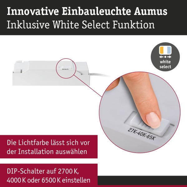 LED Einbauleuchte White Select Aumus Einzelspot rund 105mm 90° 5W 700lm 230V dimmbar 2700 - 6500K Weiß
