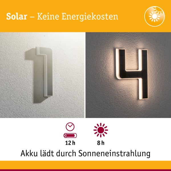 Set Solar LED Hausnummernleuchte inkl. wechselbarer Akku Nummer 14 3000K 2x6lm 2x0,2W Schwarz