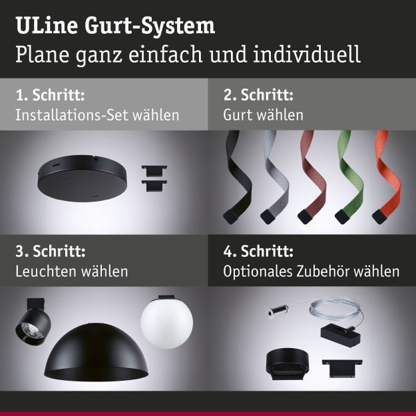 ULine Gurt Abhängung Pendelhalterung 45x15 mm schwarz