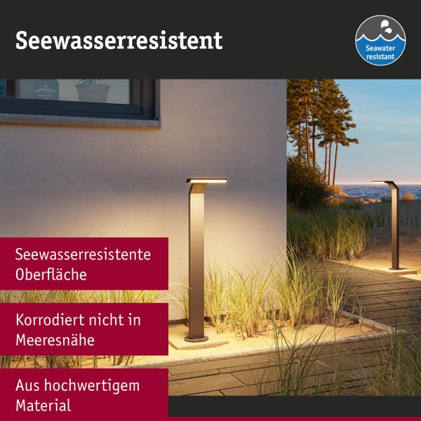 Szene mit seewasserbeständigen Außenleuchten in Strandnähe.