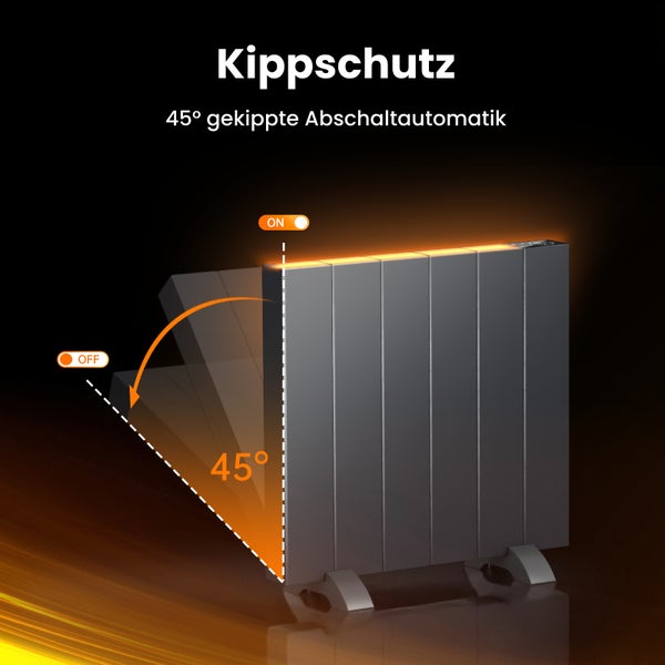 EMKE Elektro-Heizkörper Anthrazit Flachheizkörper Aluminium Stehend/wandmontierbar, Wifi-Steuerung LCD-Display Timing-Funktion Elektroheizung 1000W,54,4 (L) x 50 (H) cm