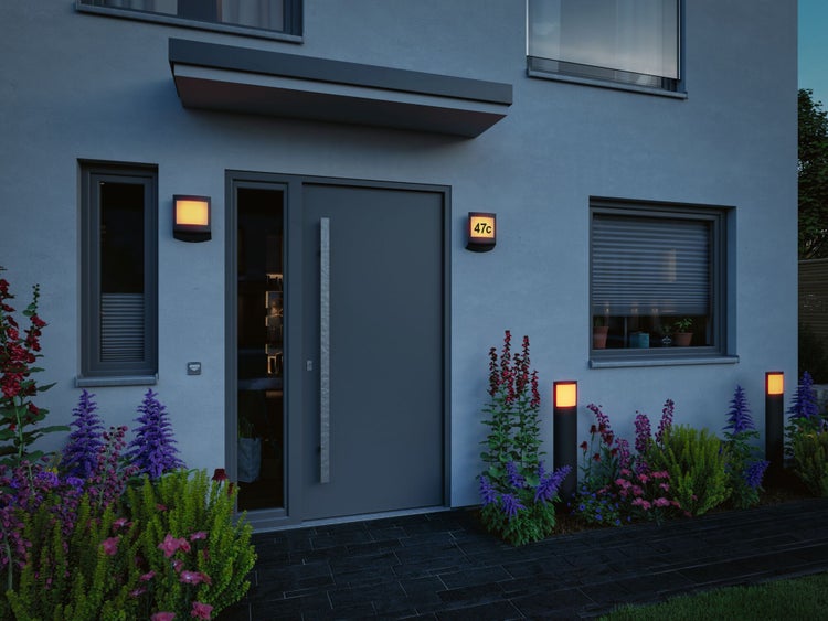 LED Pollerleuchte Smart Home Zigbee 3.0 Padea Dämmerungssensor insektenfreundlich IP44 847mm Tunable Warm 8,5W 700lm 230V Anthrazit Kunststoff