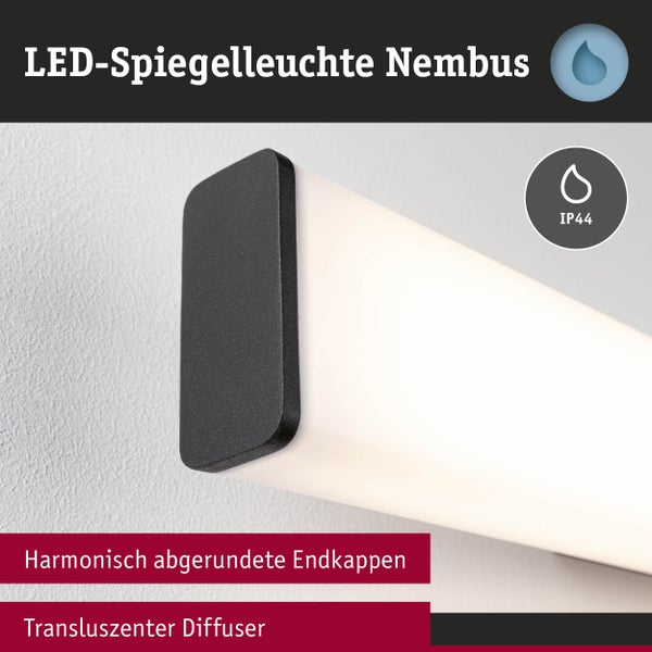 Selection Bathroom LED Wandleuchte Nembus IP44 3000K 950lm 230V 11,2W Schwarz