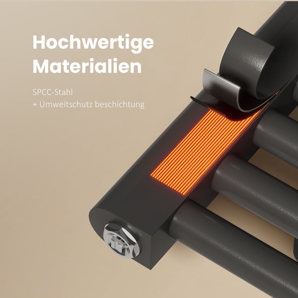 EMKE Badheizkörper Handtuchwärmer Handtuchtrockner 50 x 100 cm für Badezimmer, Mittelanschluss Wasserbetrieb, zentral beheizt, Rundrohr, 10 bar, 451W Anthrazit