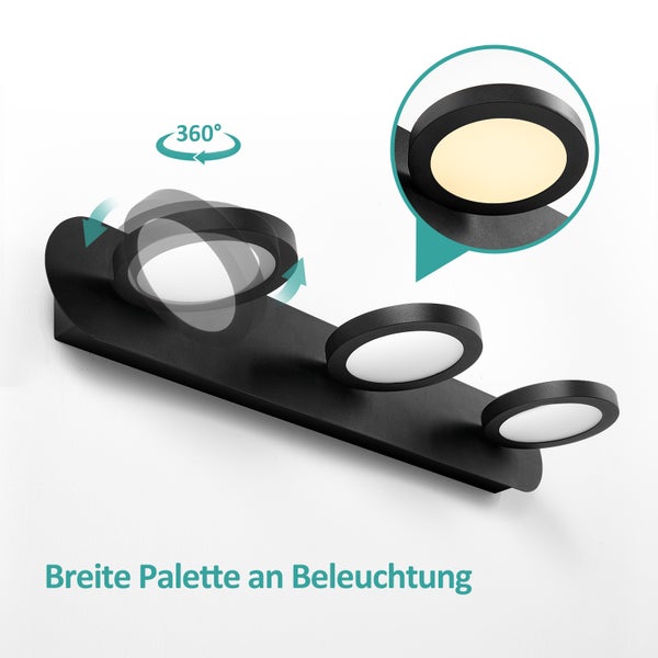 Wandleuchte mit drei Leuchten und 360 Grad Drehung