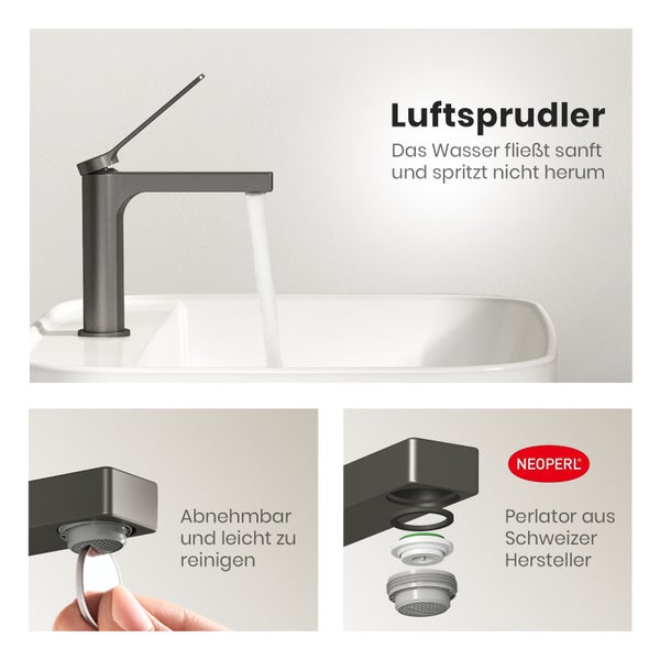 Armatur mit Luftsprudler und Neoperl Logo